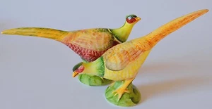 Majolica Salt & Pepper Pheasants Italian Hand Painted Ceramic Fowl Figures - Picture 1 of 10