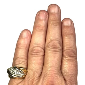 ESPO Joseph Esposito 14K GE Gold Plated Ring with Pave Set Clear Crystals Size 7 - Picture 1 of 7