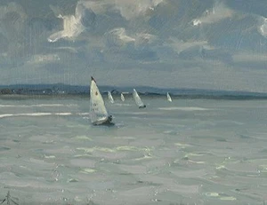 NUEVO ORIGINAL MICHAEL RICHARDSON ""Dinghies carreras"" Navegación Yate PINTURA - Imagen 1 de 1