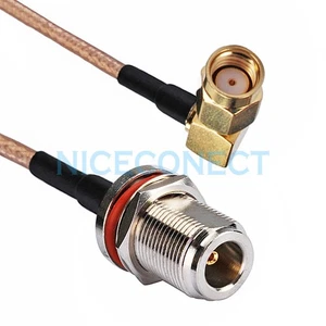 N Jack Female to RP-SMA Male Right Angle (Female Pin) Cable RG316 20cm for wifi - Picture 1 of 3