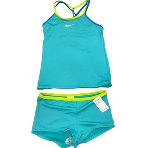Nike Tankini Set T-Crossback Swim Set Teal Blue Size M Age 10-12 Years NEW - Picture 1 of 5