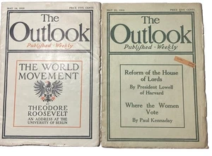The Outlook pub weekly May 14 & 21 1910 Theo Roosevelt World Movement Berlin Mb7 - Picture 1 of 15