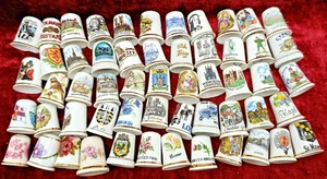 x55 JOB LOT THIMBLES BONE CHINA & CERAMIC. FLORAL. SOUVENIR. TOURIST ATTRACTIONS - Picture 1 of 9
