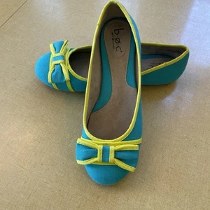 BOC By Born Size 8.5M Womens Turquoise Yellow Canvas Flats Shoes - Picture 1 of 12