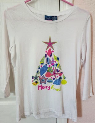 Caribbean Joe *Merry Xmas* 100% cotton pullover 3/4 sleeves - NEW! - Image 1 of 4