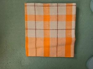 Lovely Vintage Linen Table Cloth 50 x 50" Orange & Beige Immaculate - Picture 1 of 1