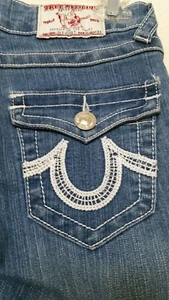 True Religion Womens Joey Jeans Crochet Pockets Low Bootcut Sz25 Hot Sexy Skinny - Picture 1 of 10