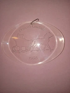 1998 Klar Acryl Weihnachtsschlitten Saison Grüße Ornament - Bild 1 von 1