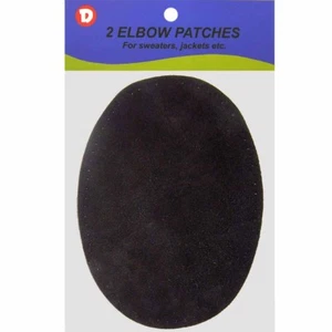 2 Large Natural Suede Leather Sew-On Elbow Repair Patches 4.75 x 6.5 in - Black - Picture 1 of 1