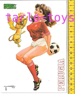 Guerin Sportivo - PERUGIA calcio pin-up mascotte cartolina postcard miniposter - Imagen 1 de 1