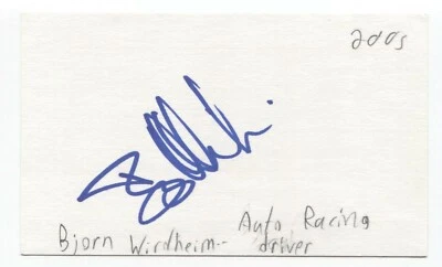 Bjorn Wirdheim Signed 3x5 Index Card Autographed Signature Formula Racer Driver - Image 1 of 2