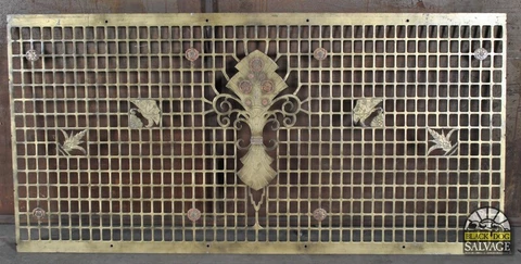 Return Grate with Brass Ornaments, Art Deco, 65" Wide Cover