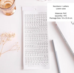 Gold Letters Stickers + Numbers Upper/Lowercase Peel Off Stickers Silver - Picture 1 of 8