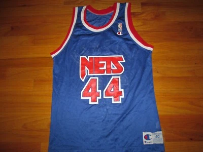 Derrick Coleman Vtg 90s 1990-1995 Rookie New Jersey Nets CHAMPION Jersey Size 40 - Image 1 of 4