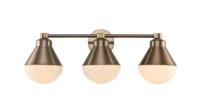 Monteaux Lighting 25.5" 3-Light Gold Bathroom Vanity Light w/Opal  Glass Shades - Image 1 of 4