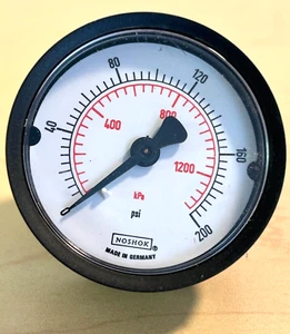No Shok Pressure Guage 20-110-200 PSI/KPA 1/4 NPT - Made in Germany - Picture 1 of 5