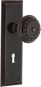 Nostalgic Warehouse New York Plate with Keyhole Passage Meadows Door Knob in Tim - Picture 1 of 3