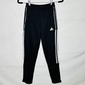 Adidas Tiro Pants Youth Sz M (11-12 Yrs) Black Three Stripes Joggers Zip Ankles - Picture 1 of 6
