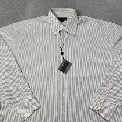 Hart Schaffer Marx Shirt Mens 15.5 33 White Striped Button Up Chest Pocket NWT Foto 1 de 4