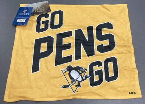 Pittsburgh Penguins Hockey NHL Gold "Go Pens Go" 15" x 18" Rally Towel Cover