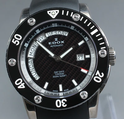 [ПОЧТИ КАК НОВЫЙ] EDOX класса-1 день Дата 83005 TIN-NIN титана на мужские часы Японии - Изображение 1 из 4