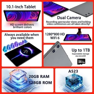 SKYEGG Android 14 Tablet 10.1" Tablets 20GB RAM 128GB ROM 1TB Expand Octa-Core - Picture 1 of 11