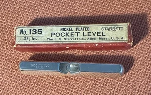 L. S. Starrett Co. Precision Pocket Level #135 w/Box - Made in U.S.A. 3 1/2" - Picture 1 of 8