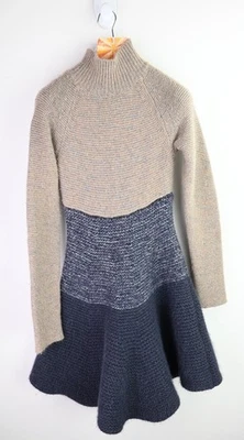 Stella McCartney wool & Angora blend fit & flare dress in taupe/navy size 44/U12 — 第 1/4 张图片