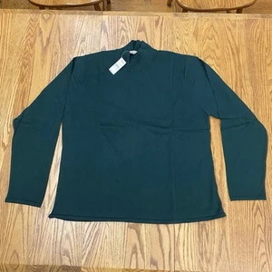 Neu! 🚨Talbots XL Rollkragenpullover jade türkis grün Baumwolle Stretch gerippt weich - Bild 1 von 5