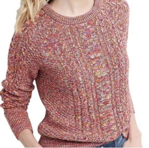 GAP Women’s Rainbow Cable Knit Crewneck Sweater Sz Medium 100% Cotton - Picture 1 of 5