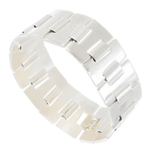 USA Made Statement Bracelet Silver Tone Bookchain Link - Picture 1 of 3