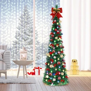 Albero di Natale Pop Up, Albero di Natale Pieghevole 5FT con 30 LED Multicolore - Foto 1 di 8