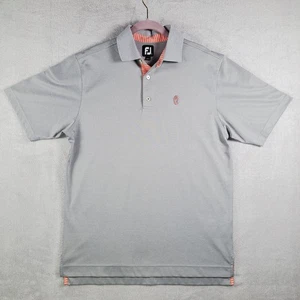 Camisa Polo FootJoy FJ Para Hombres Gris Rendimiento Golf Mediana Logo Palos Corona Preppy - Imagen 1 de 10