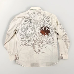 Rare Y2K Artful Dodger White Button Up Mens 2XL Embroidery Shirt White - Picture 1 of 6
