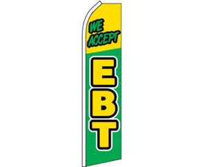 We Accept EBT Yellow / Green Swooper Super Feather Advertising Flag - Picture 1 of 1