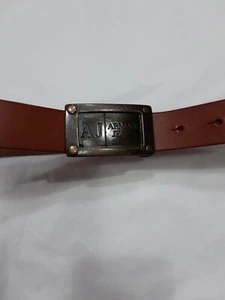 ARMANI JEANS LEATHER BELT LENGTH 97 CM MADE IN ITALY AGED BUCKLE - Picture 1 of 5