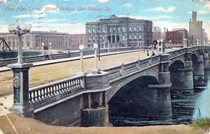 Cartolina Des Moines Iowa veduta dal ponte di Locust Street c. 1911 - Foto 1 di 2