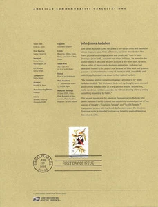 #0217 37c John James Audubon Stamp #3650 Souvenir Page - Picture 1 of 1
