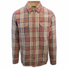 OBEY Men's Brick Red Brown Plaid L/S Woven Shirt (S10) Medium