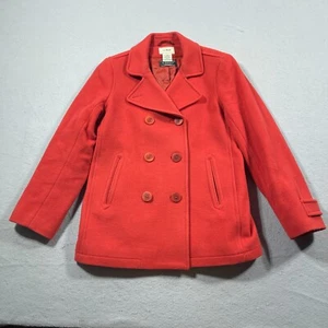 LL Bean Peacoat Womens Size 8 Classic Bellandi Italian Lambswool Bellandi Red - Picture 1 of 12