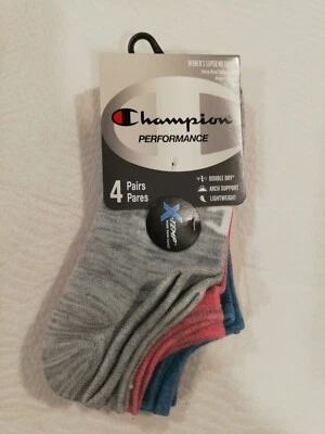 Meias femininas Champion Performance Super No Show pacote com 4 sapatos tamanho 5-9 - Imagem 1 de 4