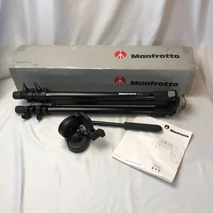 Manfrotto 055XDB Tripod 128LP Black Fluid Two Way Video Head with Pan Bar - Picture 1 of 11
