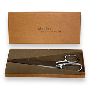 Vintage Gingher 8 Inch Shears Scissors Chrome Brazil Original Box Germany Sheath - Picture 1 of 9