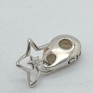 Genuine Chamilia Sterling Silver Dangling Double Star Flower Charm - Picture 1 of 4