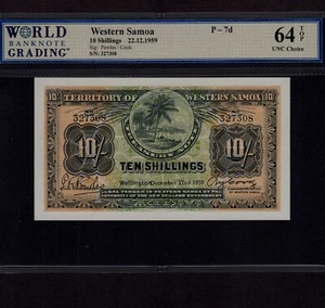 Samoa Occidental 10 chelines 1959 P-7d * Unc 64 Top * Raro * - Imagen 1 de 2