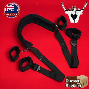 BDSM Leg Open Spreader Nylon Restraint Strap with Handcuffs Fetish Bondage Slave - Picture 1 of 24