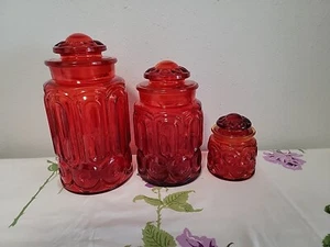 Set di barattoli in vetro rosso - arancione - amberina luna e stella - Foto 1 di 10