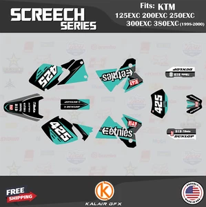 Graphics Kit for KTM 125EXC 200EXC 250EXC 300EXC 380EXC (1998-2000) Screech-Teal - Picture 1 of 6