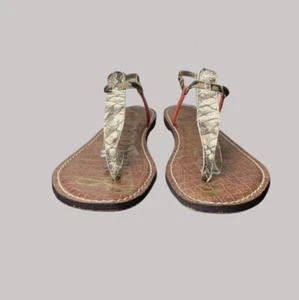 Sam Edelman Gigi Snake Skin Leather T-Strap Thong Sandals Womens Size 11 M - Picture 1 of 9