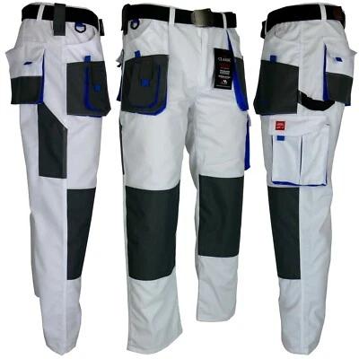 Work Trousers Painter Trousers Waistband Trousers White Protective Clothing Workwear Size 44 - 64 - Image 1 of 4